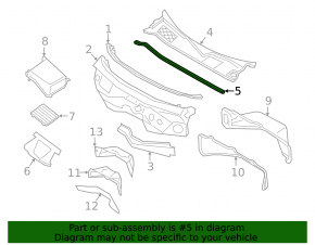 Rear hood seal for Porsche Cayenne 19-26 on the windshield wiper grille