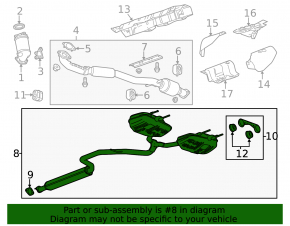 Rear muffler with barrels Chevrolet Malibu 13-15 2.5 for 2 pipes