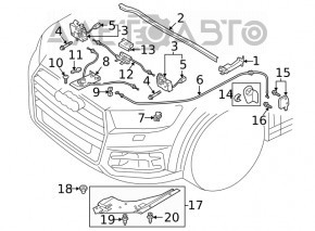 Underhood hood release handle bracket for Audi Q8 19-25 with cables