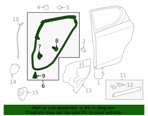 Rear left door seal Lexus CT200h 11-17