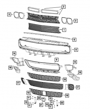 Lower grille front bumper Dodge Challenger 15-19 rest SIGNEDA