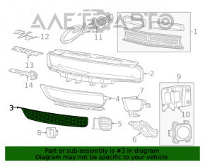 Lower grille front bumper Dodge Challenger 15-19 rest SIGNEDA