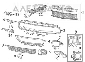 Lower grille front bumper Dodge Challenger 15-19 rest SIGNEDA