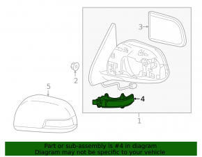Right side mirror turn signal repeater for Toyota Rav4 19-25