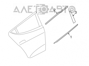 Molding door-glass central rear right Hyundai Veloster 12-16