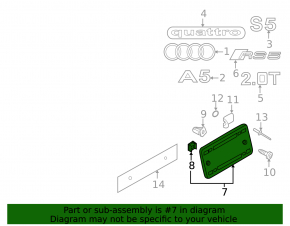 Number plate frame for tailgate Audi A5 F5 17-