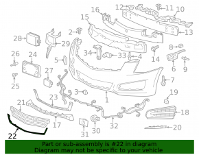 Molding lower grille front bumper Cadillac ATS 13-14 prerest chrome
