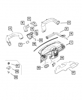 Jeep Renegade 18-23 black dashboard without airbag