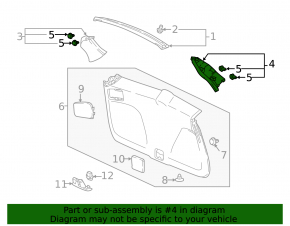 Honda CRV 17-22 black left trunk lid trim