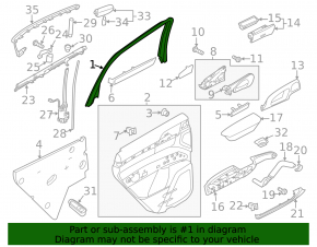 Door frame inner rear left Porsche Cayenne 958 11-17 black