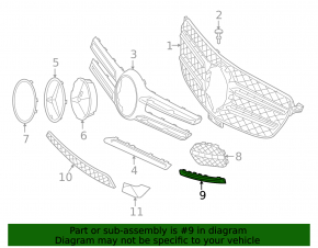 Lower right grille molding for Mercedes W166 GLE 16-19