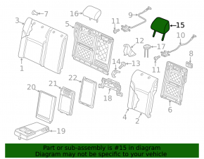 Rear left headrest, 2nd row, VW Jetta 19-26, black leather
