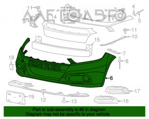 Bare front bumper Dodge Dart 13-16 Without hook