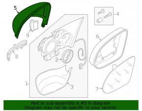 Right mirror cover for Audi A8 10-18
