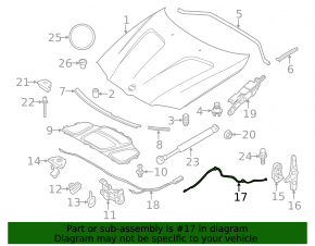 Hood Release Cable Rear BMW X3 F25 11-17