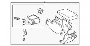 Toyota Avalon center console with armrest, gray, 2005-2007