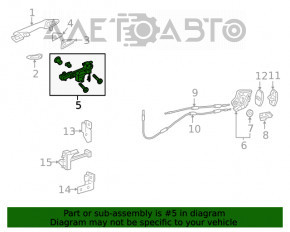 Rear left door handle mechanism Lexus RX350 RX450h 16-22