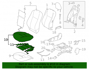 Passenger seat Toyota Highlander 14-16 without airbag, gray leather