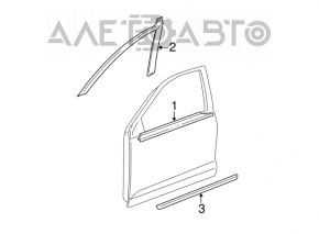 Door-glass molding, central front left, Toyota Corolla e12 02-08 5d 4d