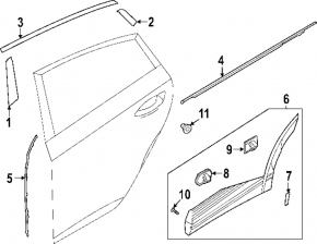 Upper rear left door molding for Hyundai Ioniq 5 22-24 black
