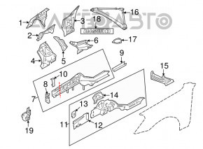 Side member front right Infiniti G25 G35 G37 4d 06-14