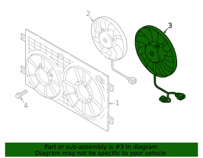 Left cooling fan for VW Atlas 18-25 2.0T, 3.6 liter, 400W, towbar mounted