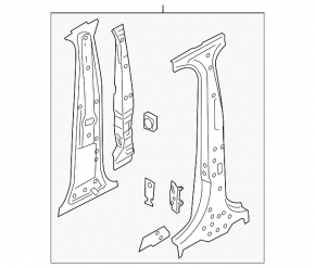 Body pillar central right Audi A6 C7 12-18 on the body