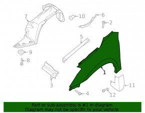 Front right wing Nissan Altima 13-15 prerest