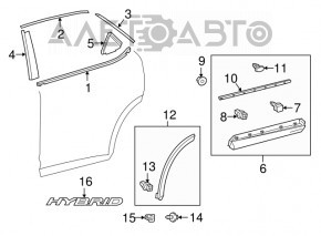 Door trim, rear left side, Lexus RX350 RX450h 16-22 front