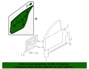 Front left door seal for Nissan Rogue 08-15