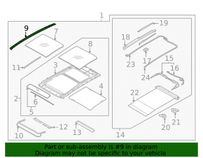 Left roof lining for Hyundai Tucson 2022-2025 for panoramic windows, gloss black