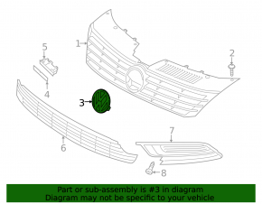 VW CC 13-17 radiator grille emblem