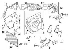 Door trim card rear left Audi Q7 16-19 leather black BOSE