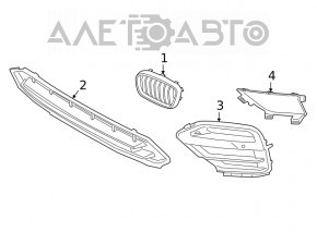 Right radiator grille BMW X3 G01 18-21 nostril, chrome frame + gray grille, butts