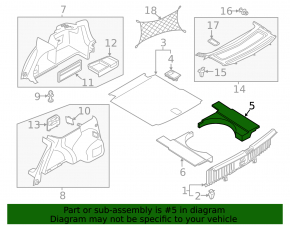 Right trunk foam for VW Passat B8 16-19 USA