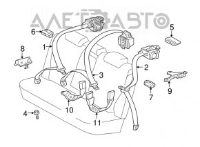 Seat belt rear center beige Toyota Prius 20 04-09