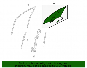 Front left door glass for Honda Crosstour 10-15