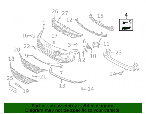Front bumper mount on the left fender of the Hyundai Elantra 21-24