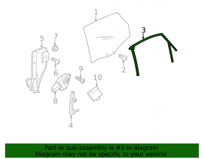 Rear left glass seal Audi Q5 8R 09-17