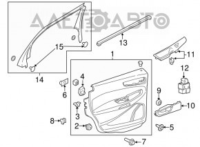 Front right window lift control Ford Edge 16- black with chrome