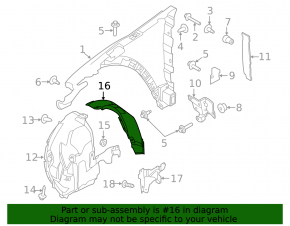 Front left rear fender liner for Land Rover Range Rover Evoque 12-18