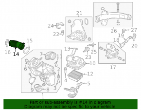 Air duct for filter Honda Accord 13-17 hybrid, rubber
