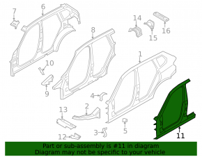 The central right body pillar of BMW X3 F25 11-17 is sawn off