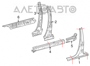 Lexus RX350 RX450h 16-22 Right Center Body Pillar