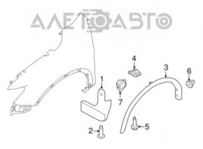 Front left fender arch trim Nissan Rogue 14-20 structure, deformed, scratches