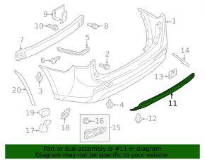 Rear bumper trim lower Mitsubishi Outlander 14-15 prerest