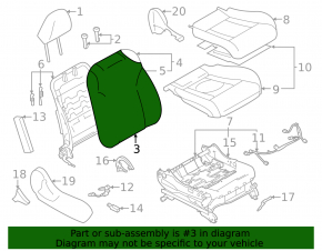 Passenger seat Subaru Outback 20-22 without airbag, cloth black, mechanical, for cleaning