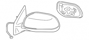 Left side mirror assembly for Mitsubishi Outlander 2005-2013, 7 pins