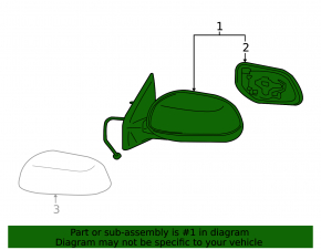 Left side mirror assembly for Mitsubishi Outlander 2005-2013, 7 pins