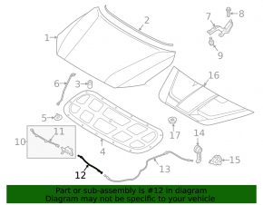 Front hood release cable Hyundai Kona 18-23